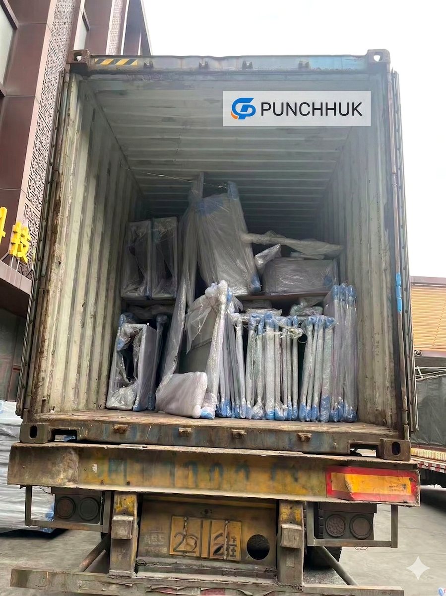 export packing and container loading for custom aluminum facade panels
