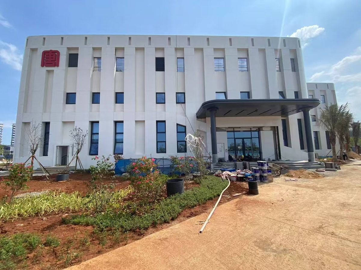 Completed Hainan new energy office aluminum curtain wall with white PVDF panels