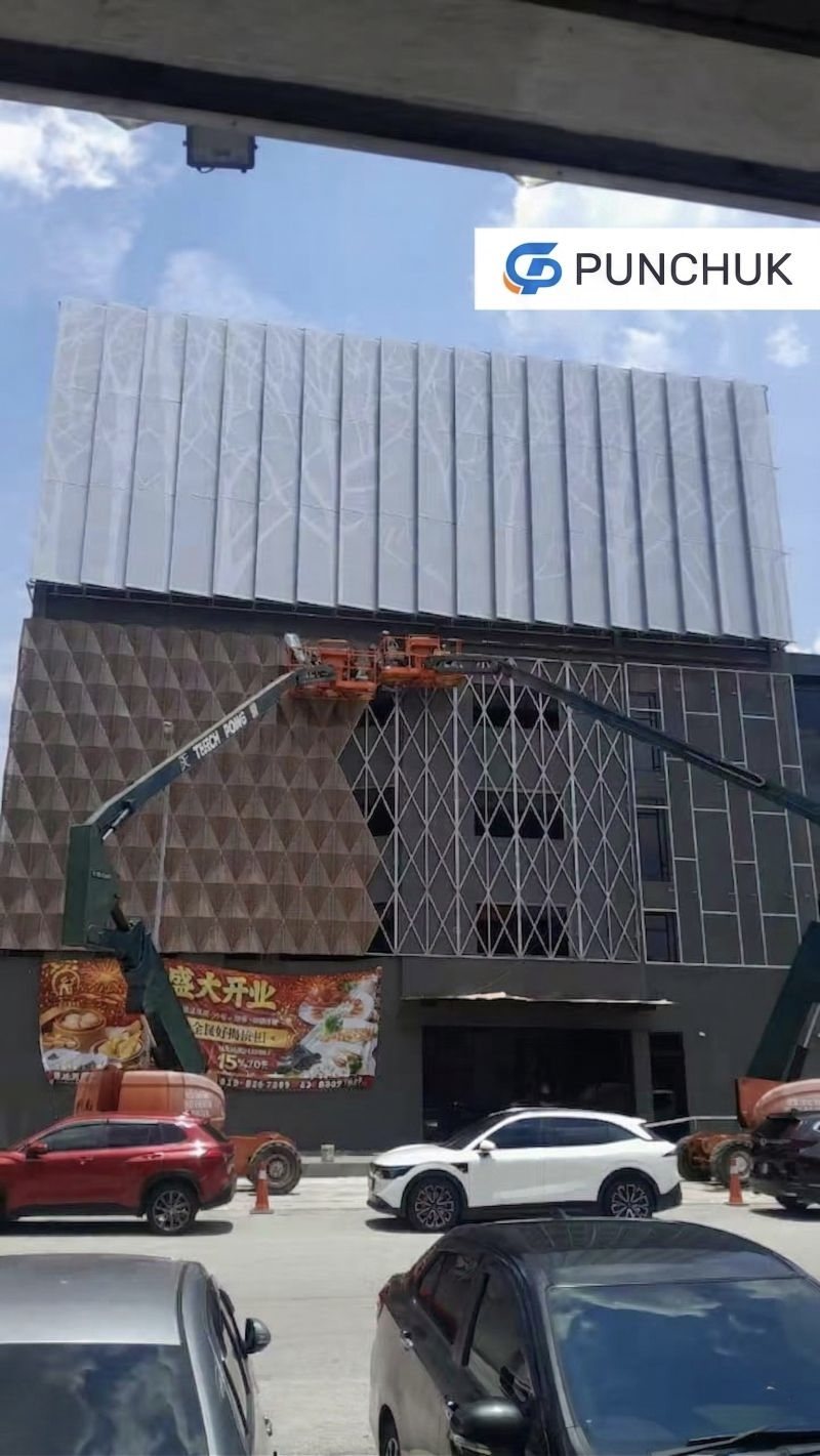Malaysia hotel aluminum facade installation progress with Punchuk panels