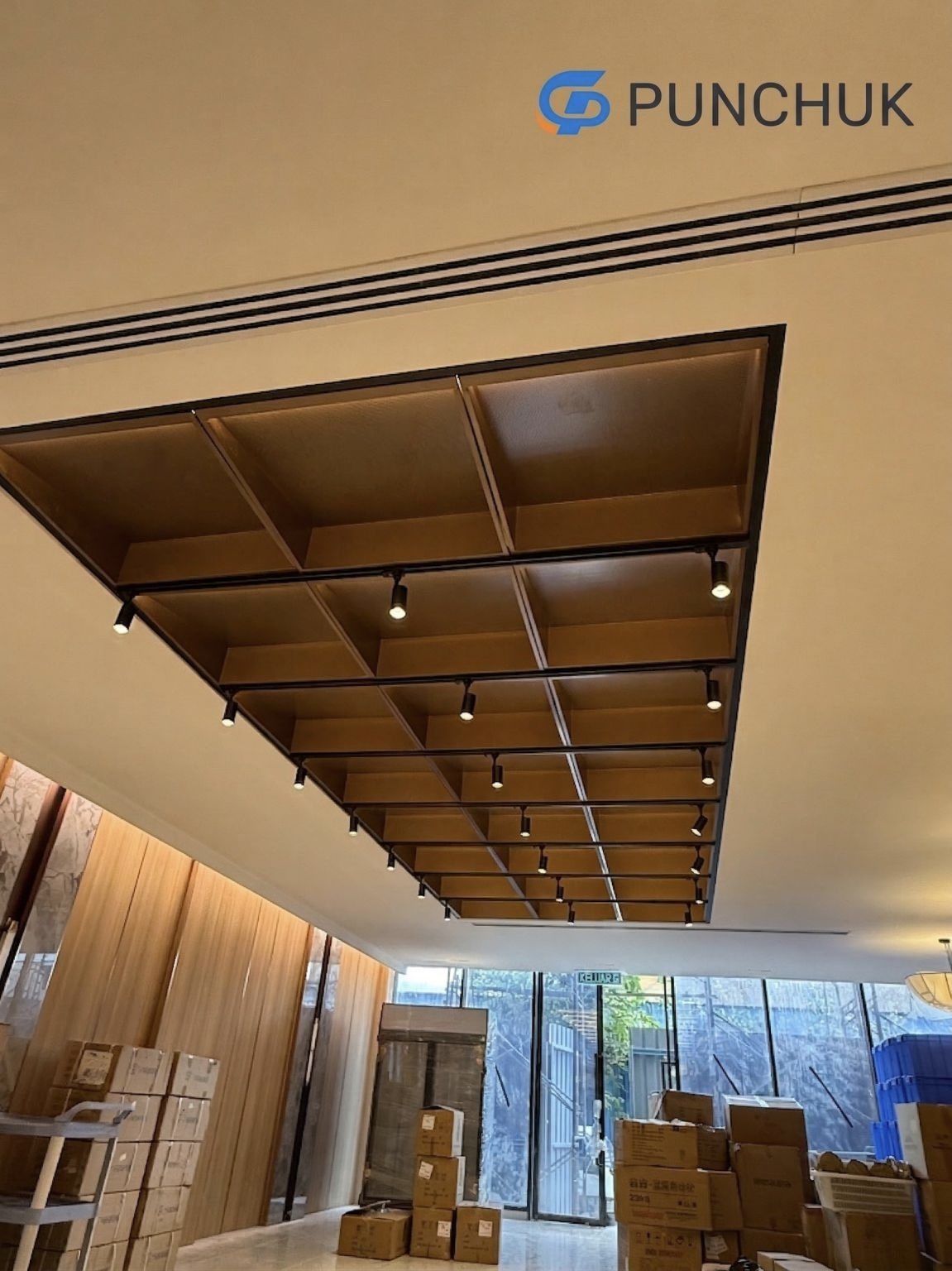 Interior aluminum metal ceiling panels used in Malaysia hotel project by Punchuk