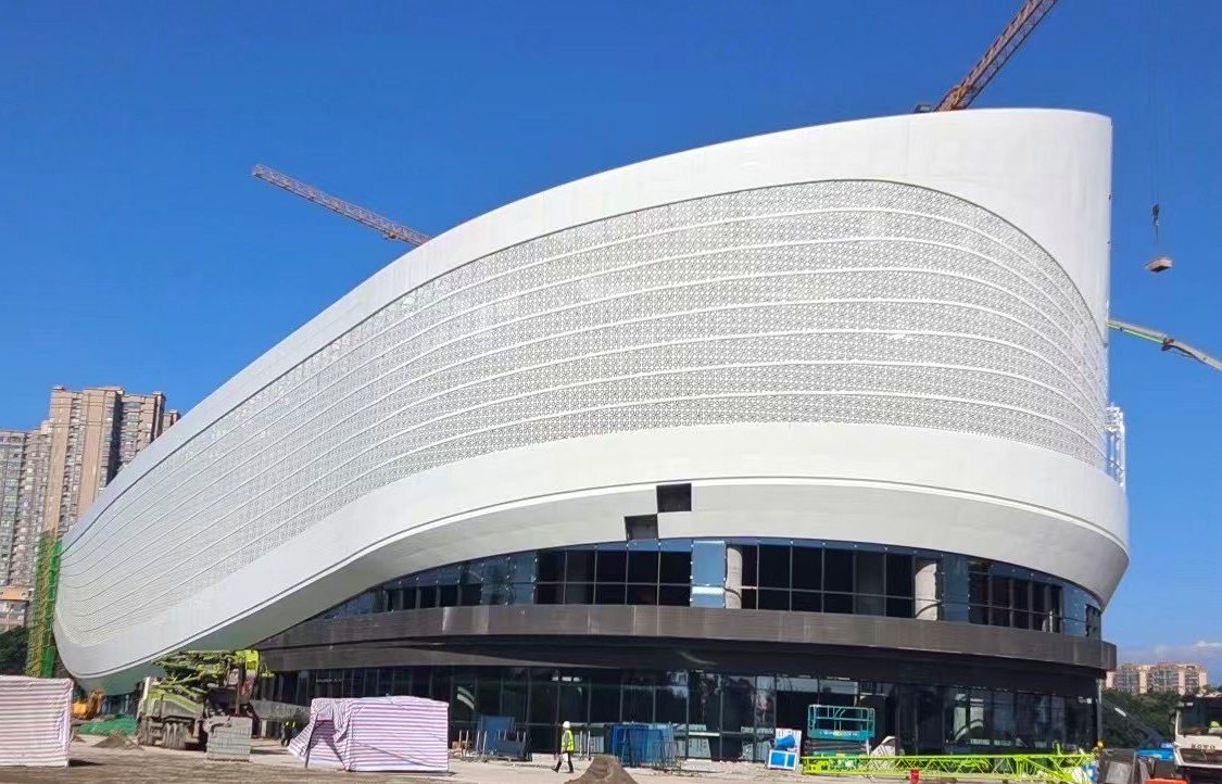 curved perforated aluminum facade cladding project reference