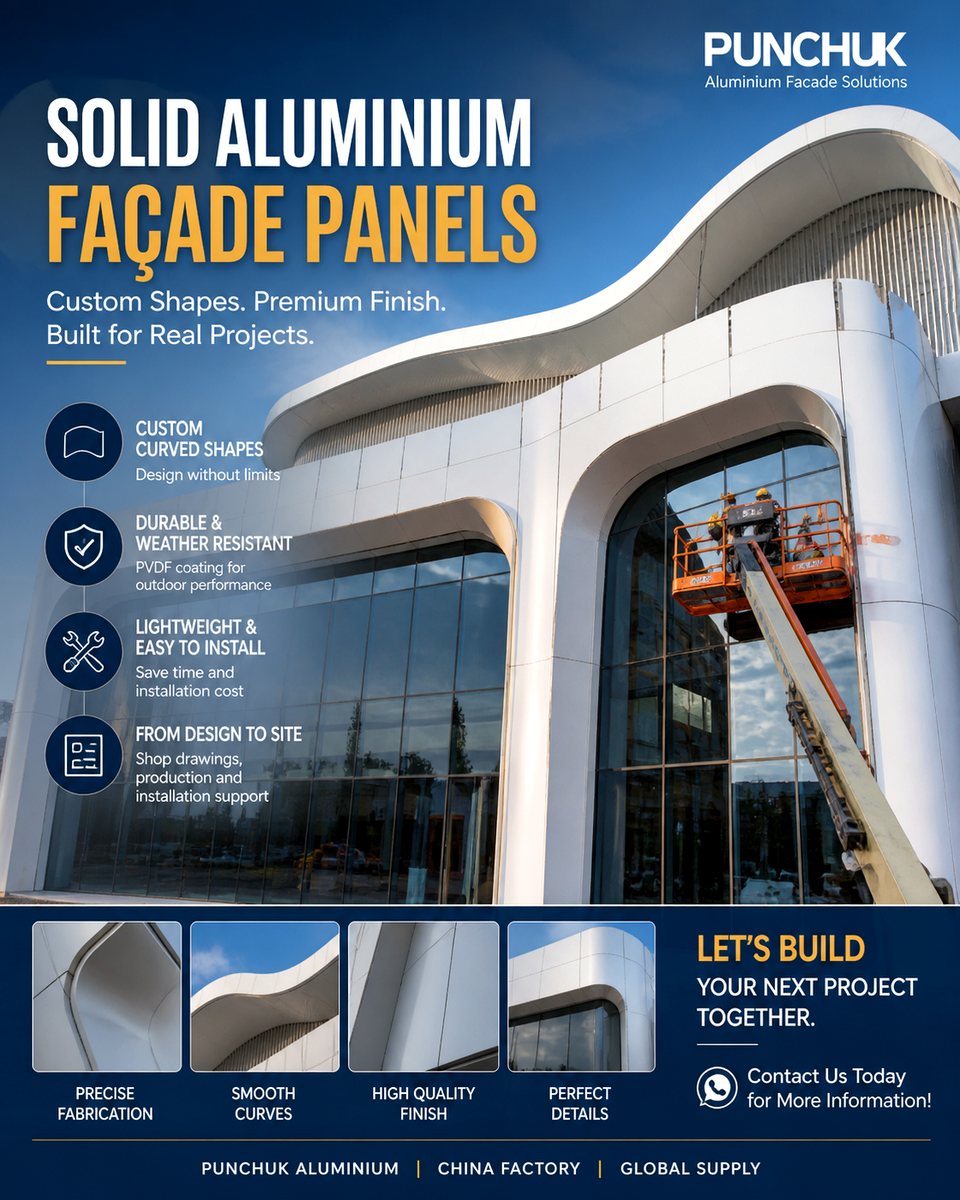 solid aluminum facade panels from China factory for custom exterior cladding